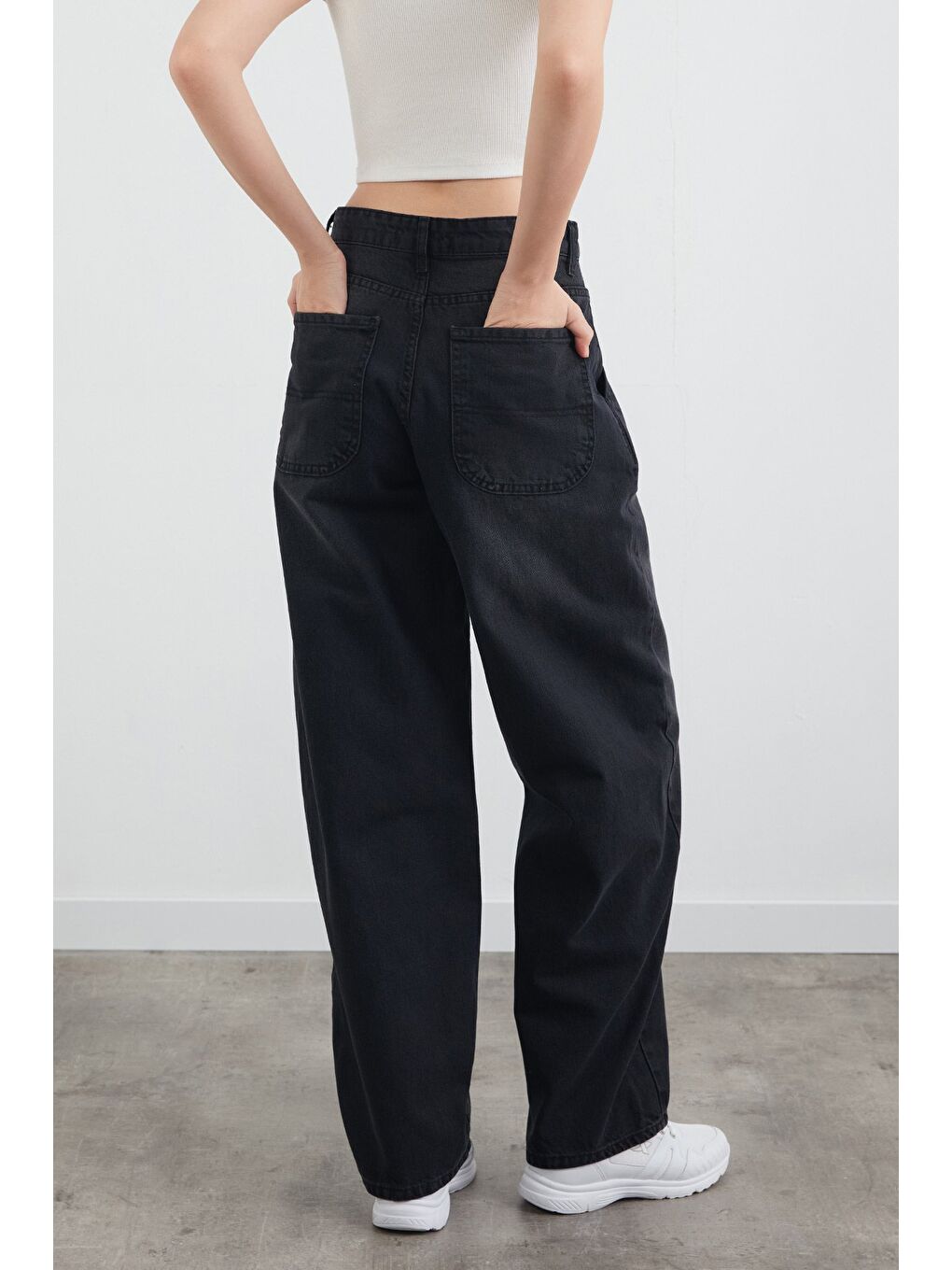 Siyah Fermuarlı Skater Jean-3