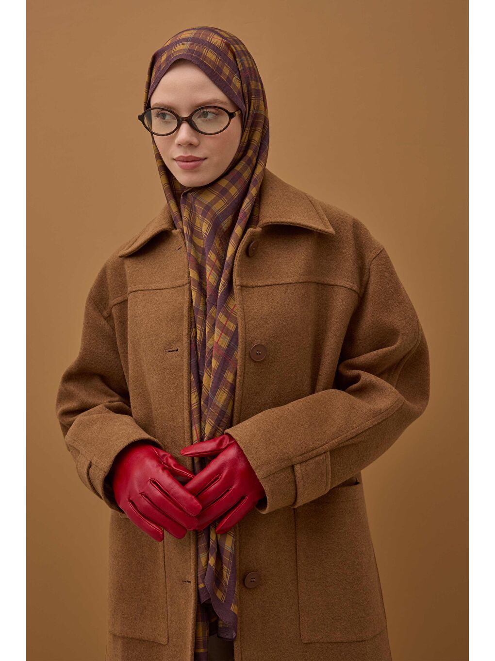 %100 Deri Kısa Eldiven Kırmızı