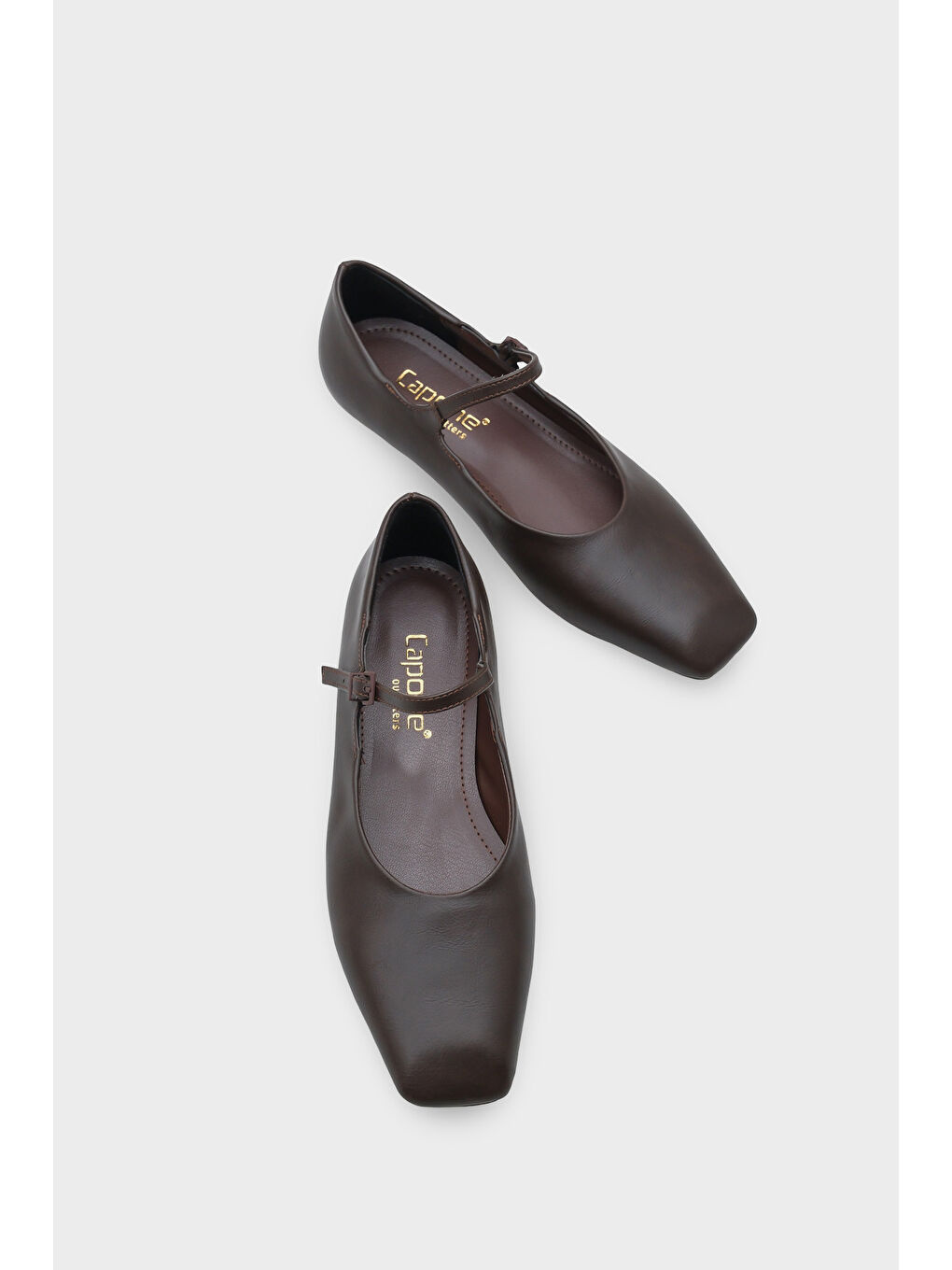 Kahverengi Nickie Tokalı Bantlı Küt Burunlu Düz Topuklu Günlük Kadın Babet-5