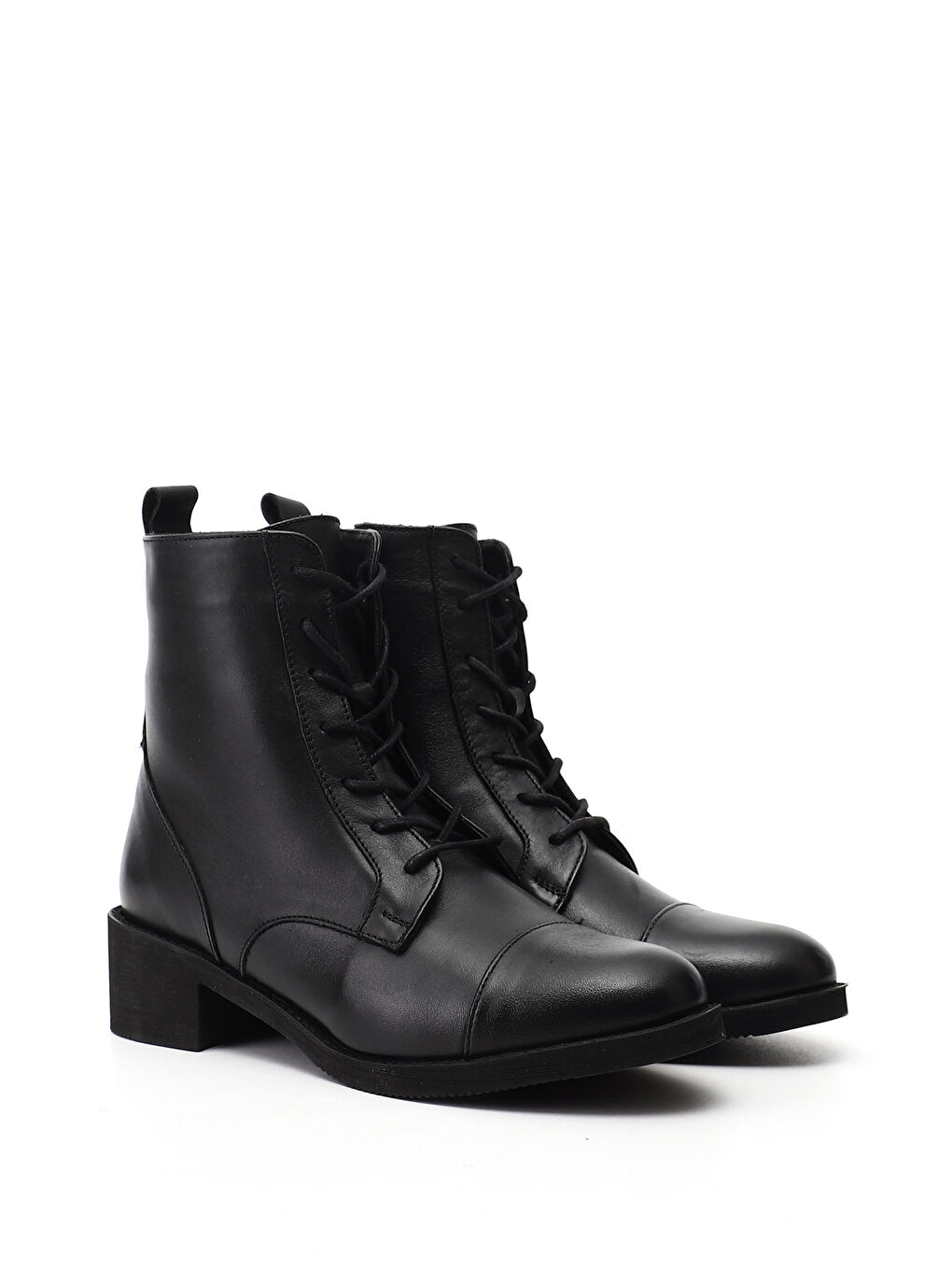 Siyah Kadın SİYAH Fermuarlı Kauçuk Taban Hakiki Deri Bot-1