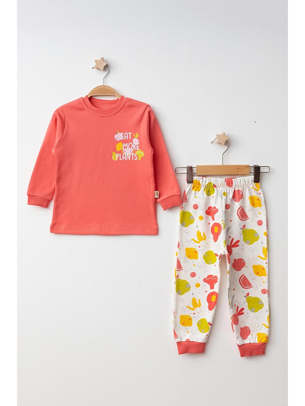 Kırmızı Meyve Sebze Baskılı Pamuklu Pijama Takımı 45165