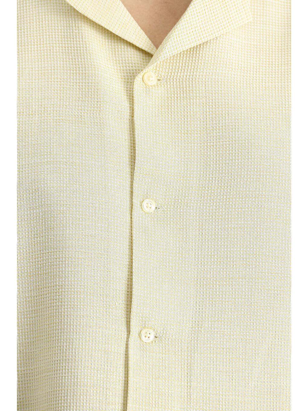 Sarı Kısa Kol Regular Fit Desenli Spor Pamuklu Kolay Ütülenebilir Gömlek-4