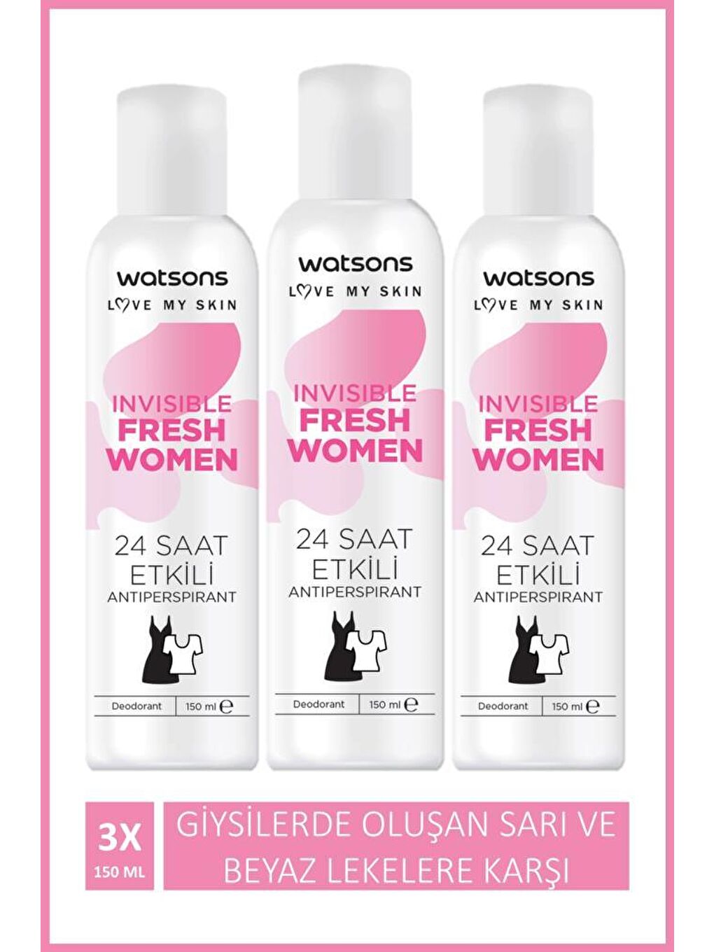 Watsons Açık Bej Invisible Fresh Women Aromatik Deodorant 150 ml X 3 ADET