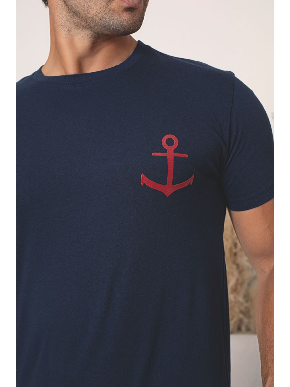 Lacivert Erkek %100 Pamuk Kısa Kollu Kaliteli Rahat Pijama Takımı-1