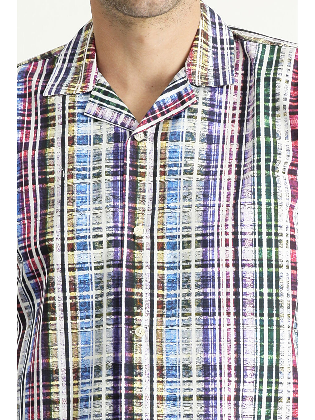 Yeşil Kısa Kol Regular Fıt Desenli Pamuk Gömlek-4