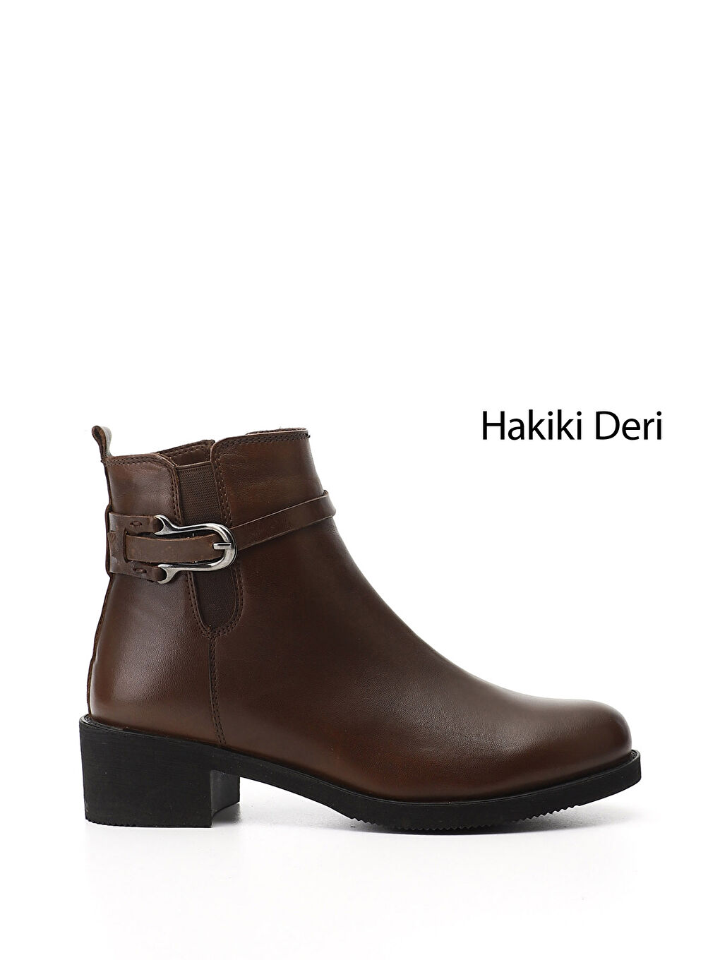 Kahverengi Kadın TÜTÜN KAHVE Fermuarlı Kalın Topuklu Hakiki Deri Bot