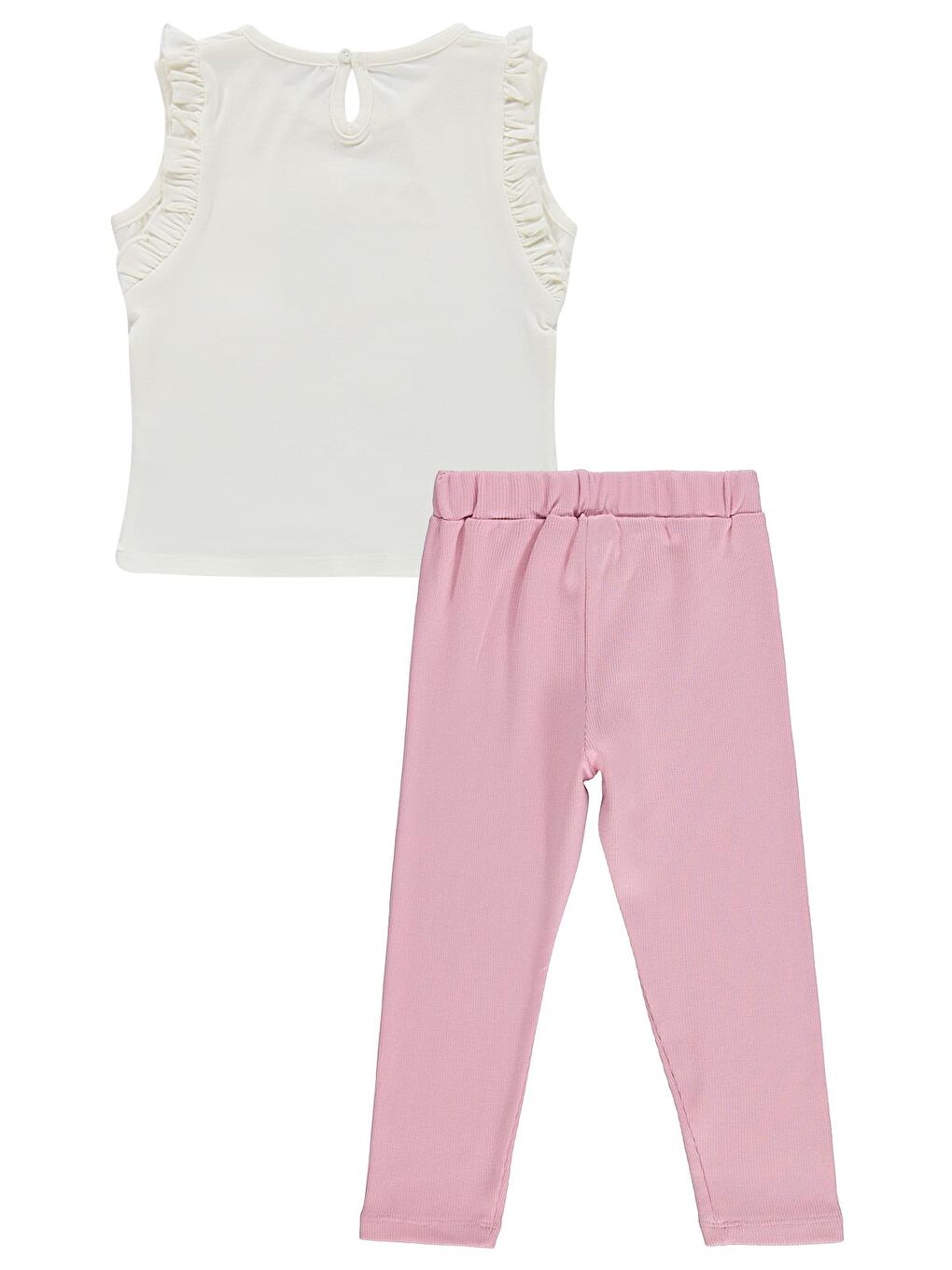 Girls Cutie Nakışlı 2-5 Yaş Takım - Kırık Beyaz-Koyu Pembe-2