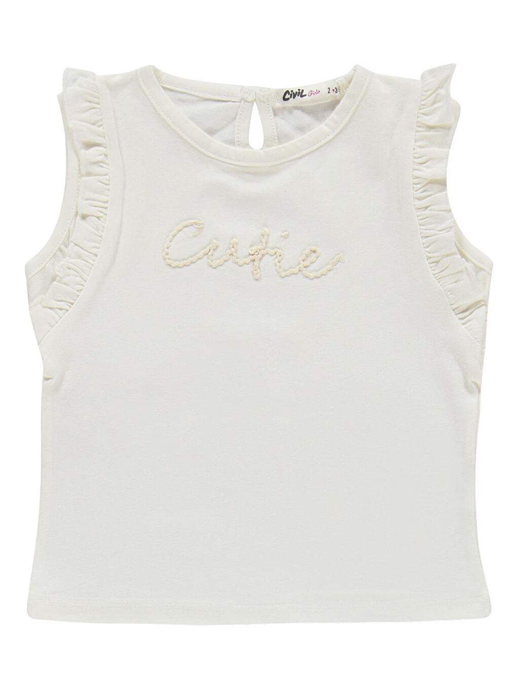 Girls Cutie Nakışlı 2-5 Yaş Takım - Kırık Beyaz-Koyu Pembe-3