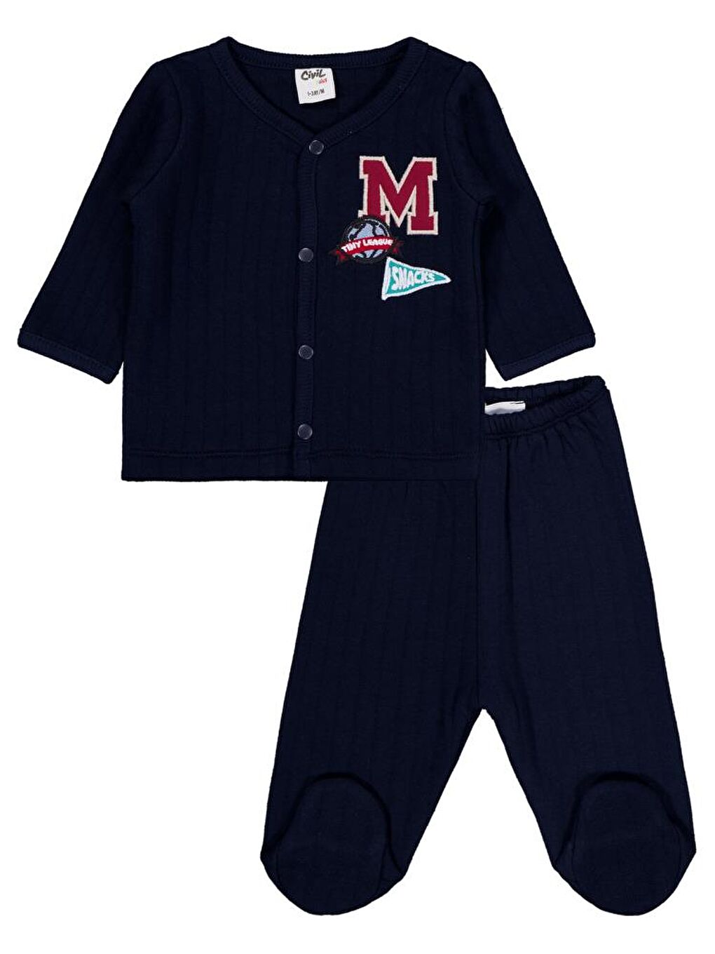 Baby M Nakışlı 1-9 Ay Pijama Takımı - Lacivert 1-3 Ay