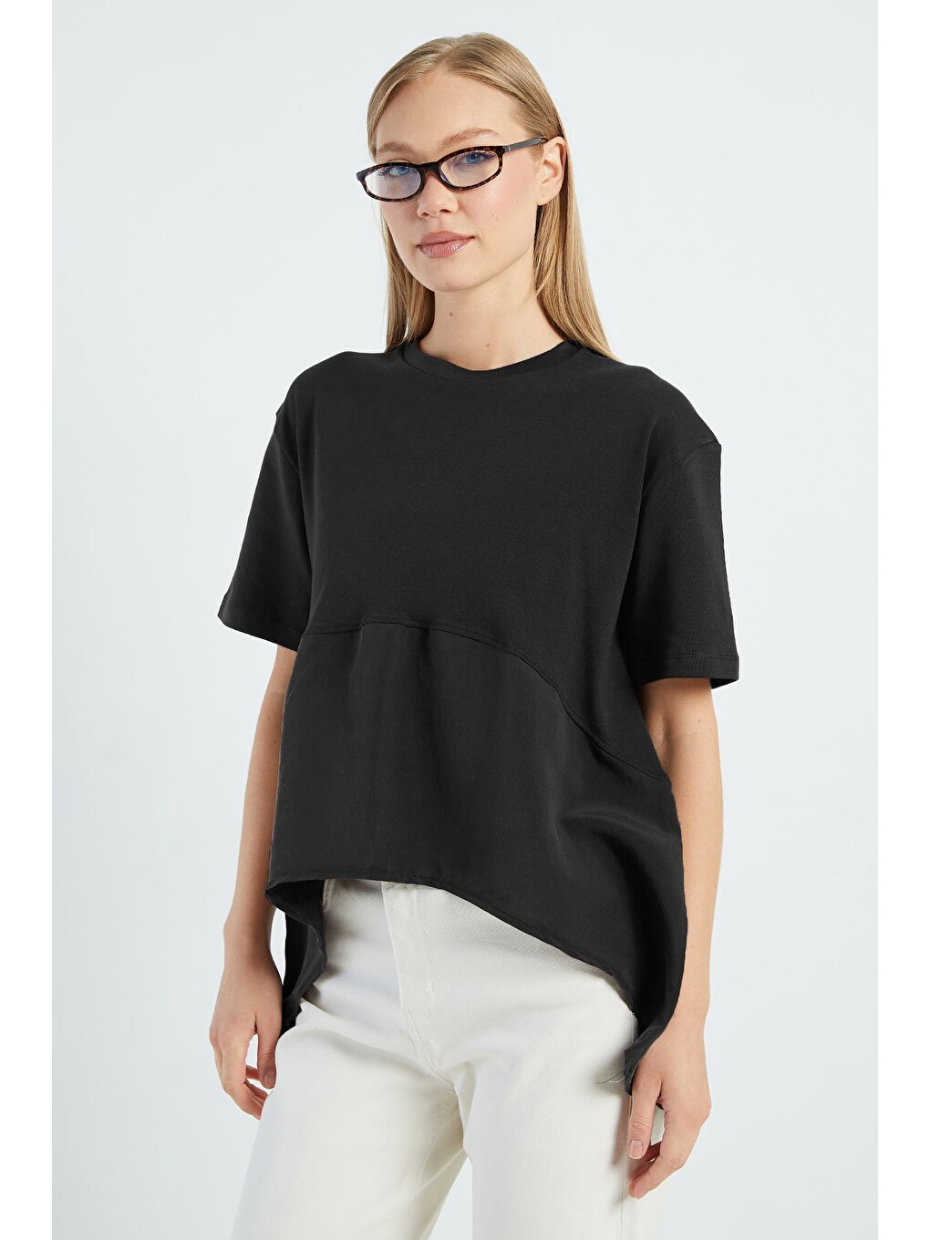 Siyah Basic Arkası Uzun Oversize Tişört
