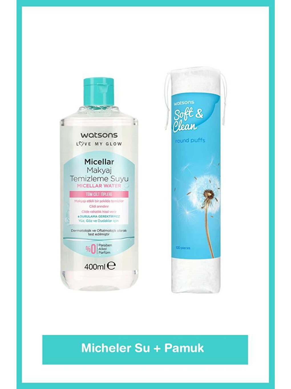 Micellar Makyaj Temizleme Suyu 400 ml + Yuvarlak Makyaj Pamuğu 100 Adet