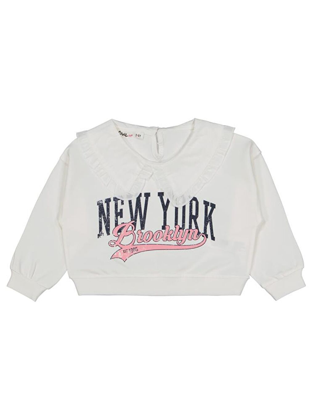 Girls NewYork Baskılı 2-5 Yaş Sweatshirt - Ekru4-5 Yaş