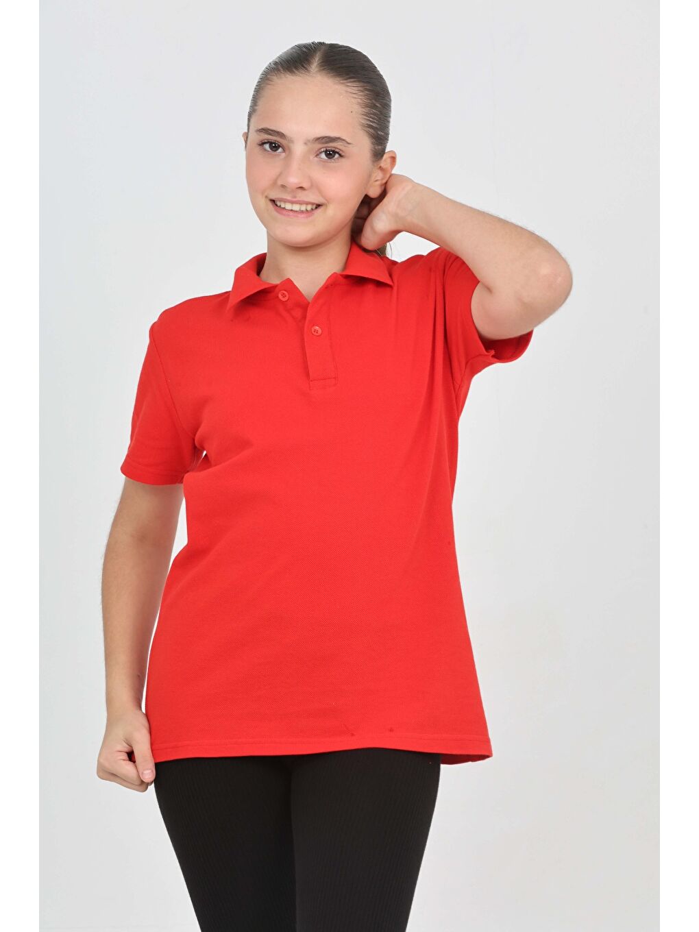 Kırmızı Unisex Çocuk Polo Yaka Tişört-1