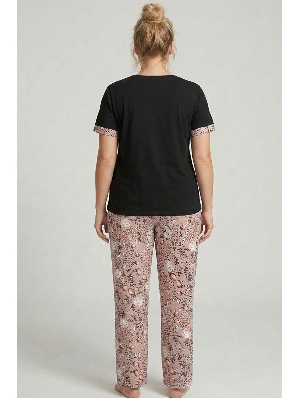 Siyah Büyük Beden Battal Boy Örme Pijama Takımı 24103691-2