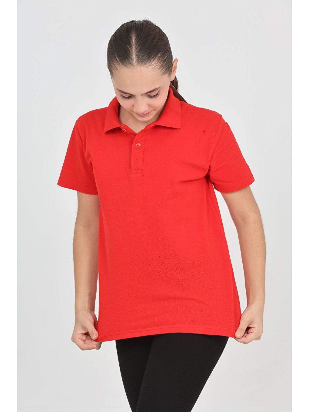 Kırmızı Unisex Çocuk Polo Yaka Tişört-2