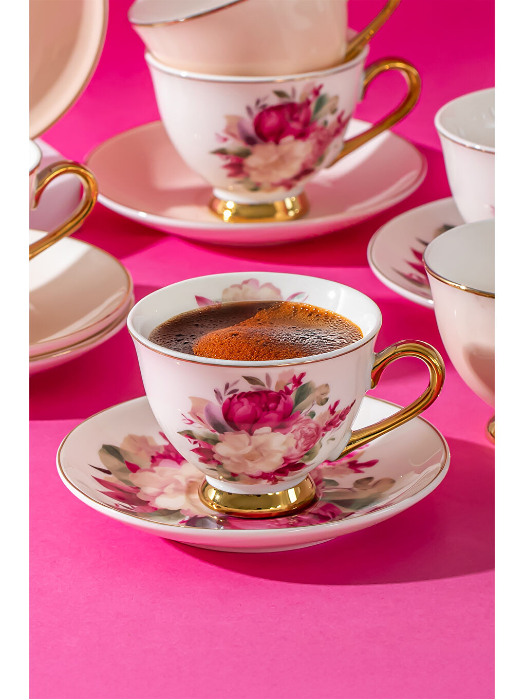 Beyaz 102083 Rosso 6 Kişilik Kahve Fincan Takımı  100ml  Fincanı Seti-1