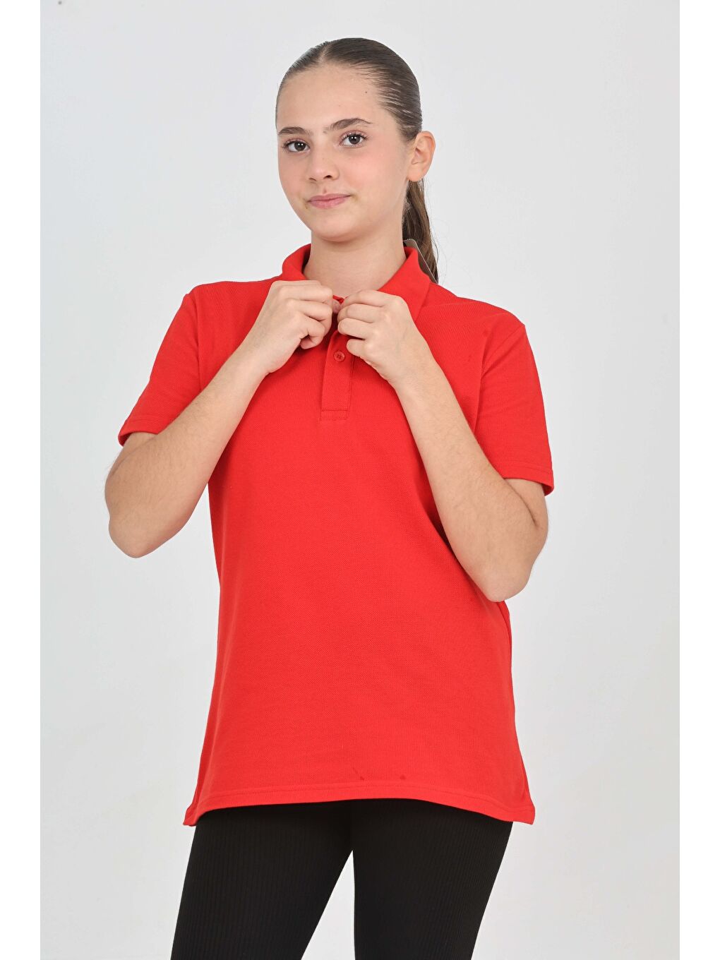 Kırmızı Unisex Çocuk Polo Yaka Tişört-3