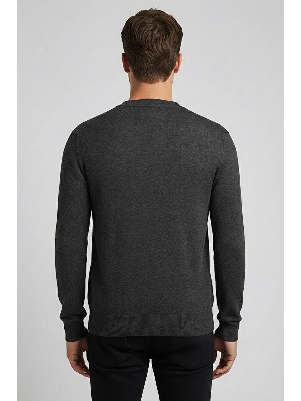 Giotelli Siyah Regular Fit Yün Karışımlı V Yaka Düğmeli Erkek Triko Hırka-1