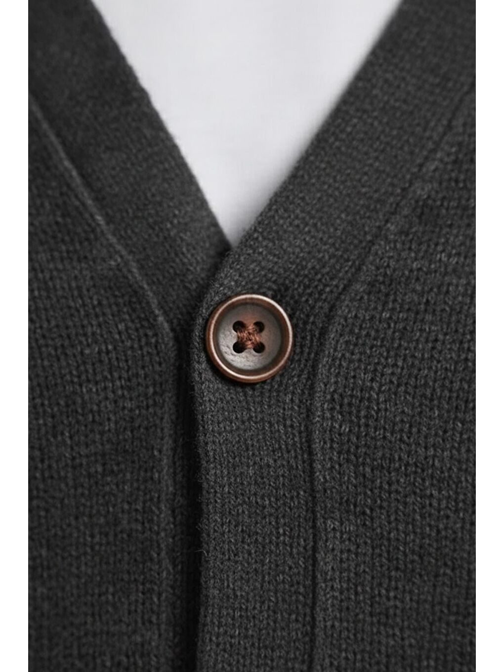 Giotelli Siyah Regular Fit Yün Karışımlı V Yaka Düğmeli Erkek Triko Hırka-2