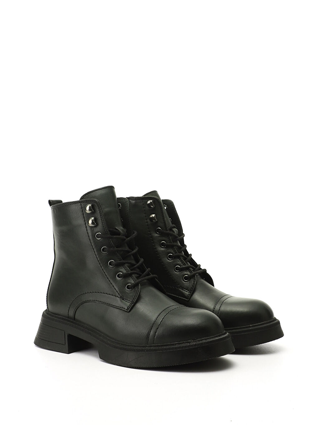 Kadın KOYU HAKİ Fermuarlı Kalın Taban Hakiki Deri Postal Bot-1