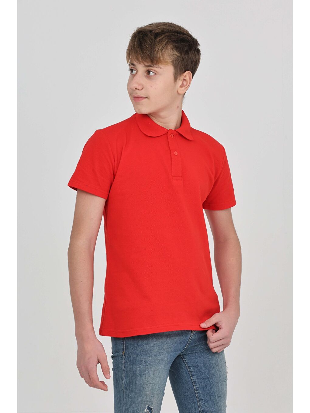 Kırmızı Unisex Çocuk Polo Yaka Tişört-6