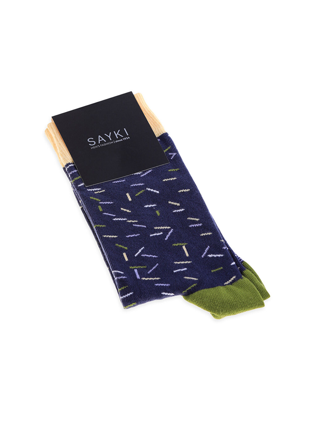 Lacivert Desenli Pamuklu Soket Çorap