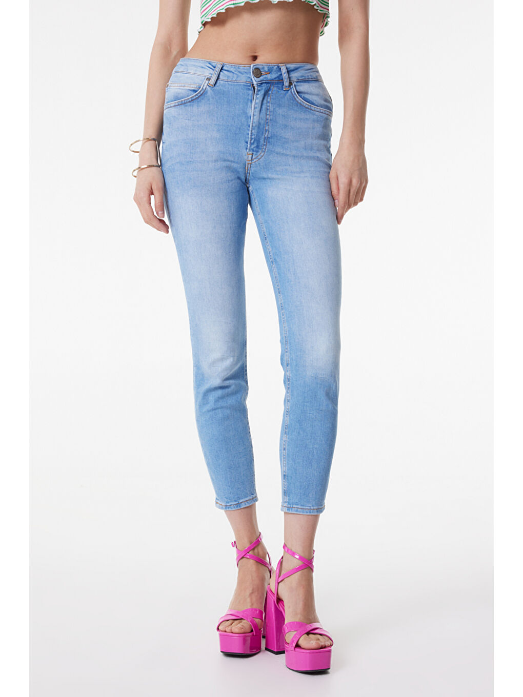 Scarlett Skinny Fit Dar Kesim Yüksek Bel Açık Mavi Esnek Jean Jean Pantolon