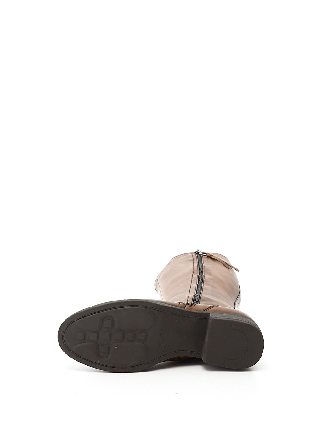 Kahverengi Kadın KAHVERENGİ-TABA Fermuarlı Kalın Topuklu Hakiki Deri Çizme-3