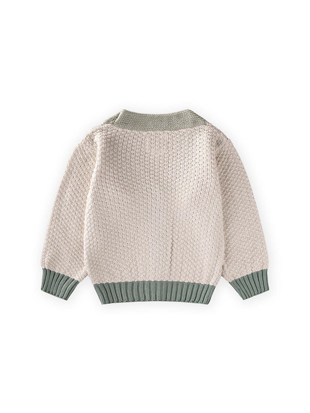 Triko Düğmeli Hırka 2-8 Yaş Naturel Yeşil-1