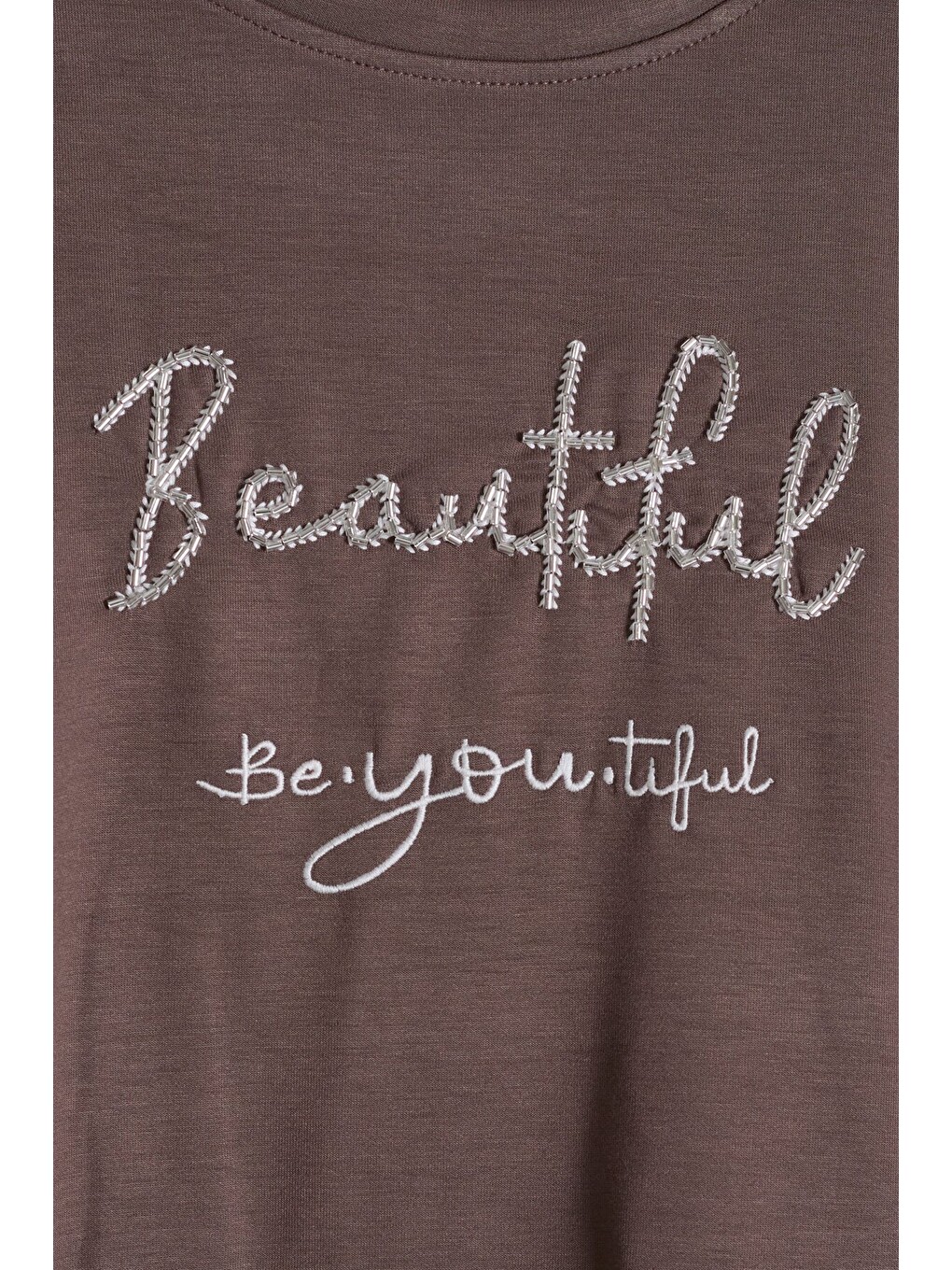 Kahverengi Kız Çocuk Çizgili Croplu Sweatshirt 3lü Geniş Paça Eşofman Takımı 24777-3