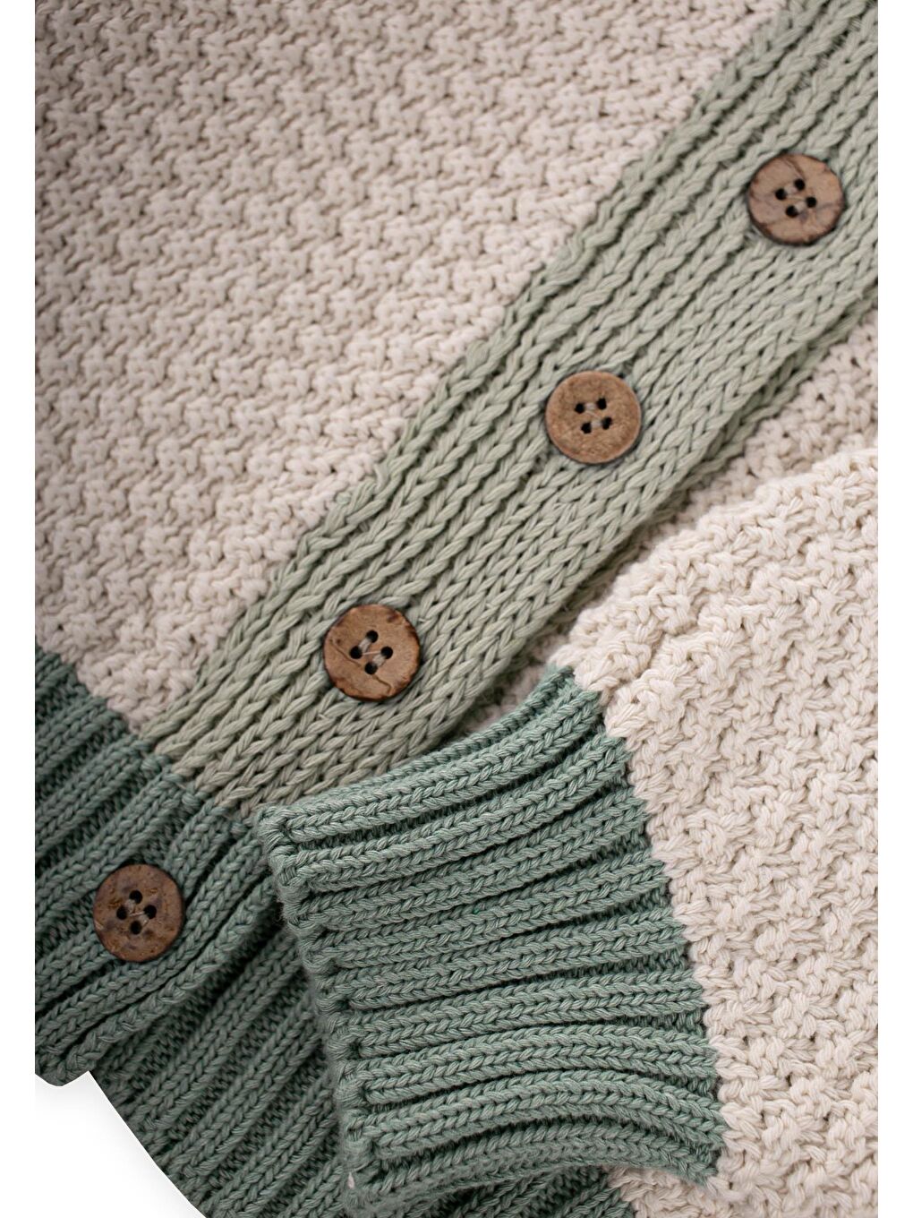 Triko Düğmeli Hırka 2-8 Yaş Naturel Yeşil-2