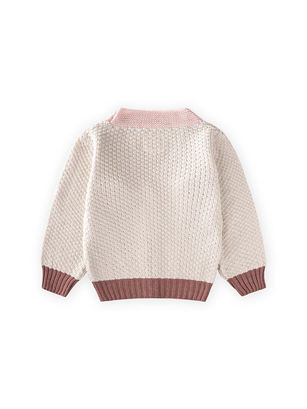 Triko Düğmeli Hırka 2-8 Yaş Naturel Pembe-1