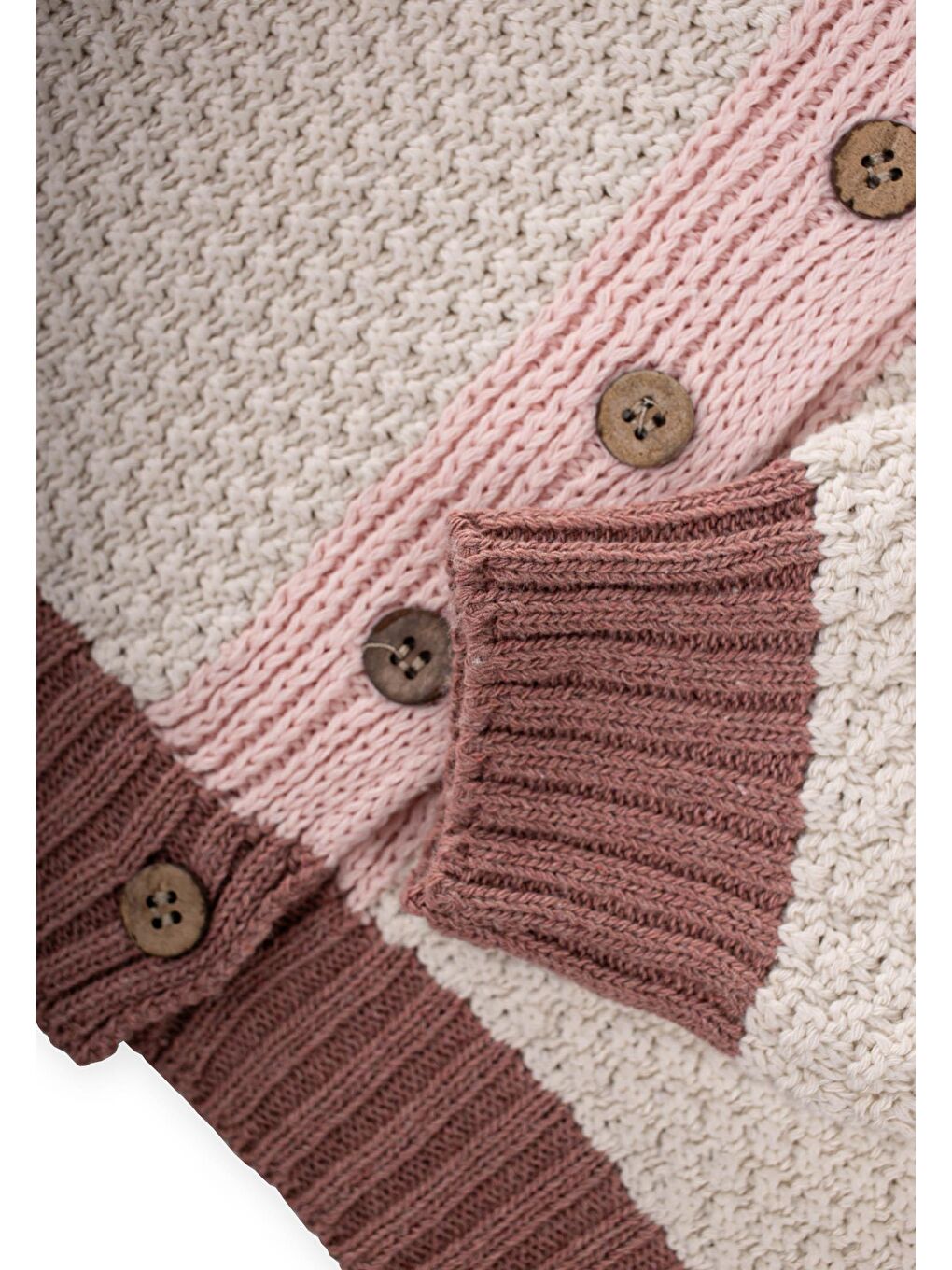 Triko Düğmeli Hırka 2-8 Yaş Naturel Pembe-2