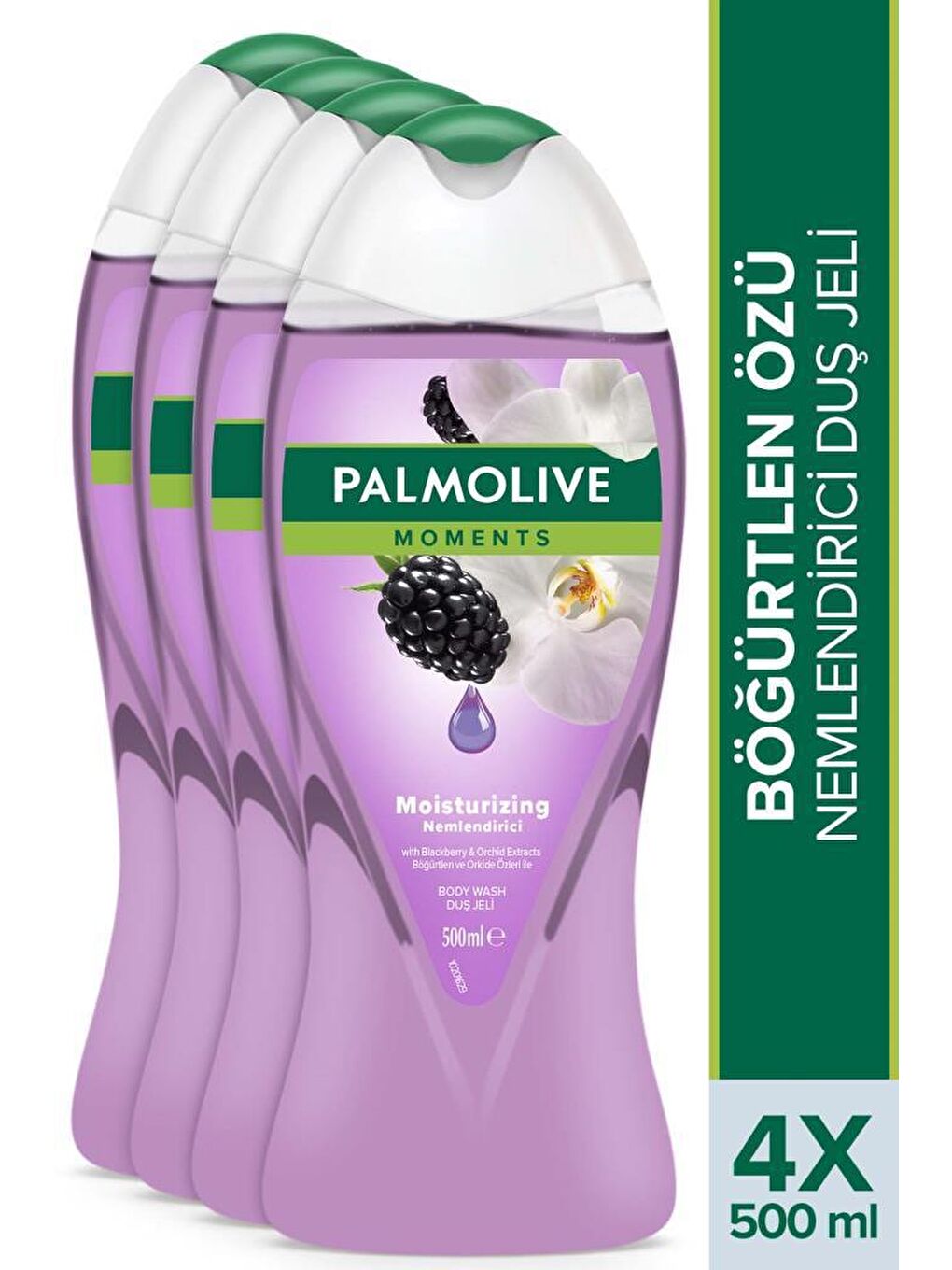 Palmolive Mor Moments Böğürtlen ve Orkide Özleri ile Nemlendirici Banyo ve Duş Jeli 500 ml x 4 Adet