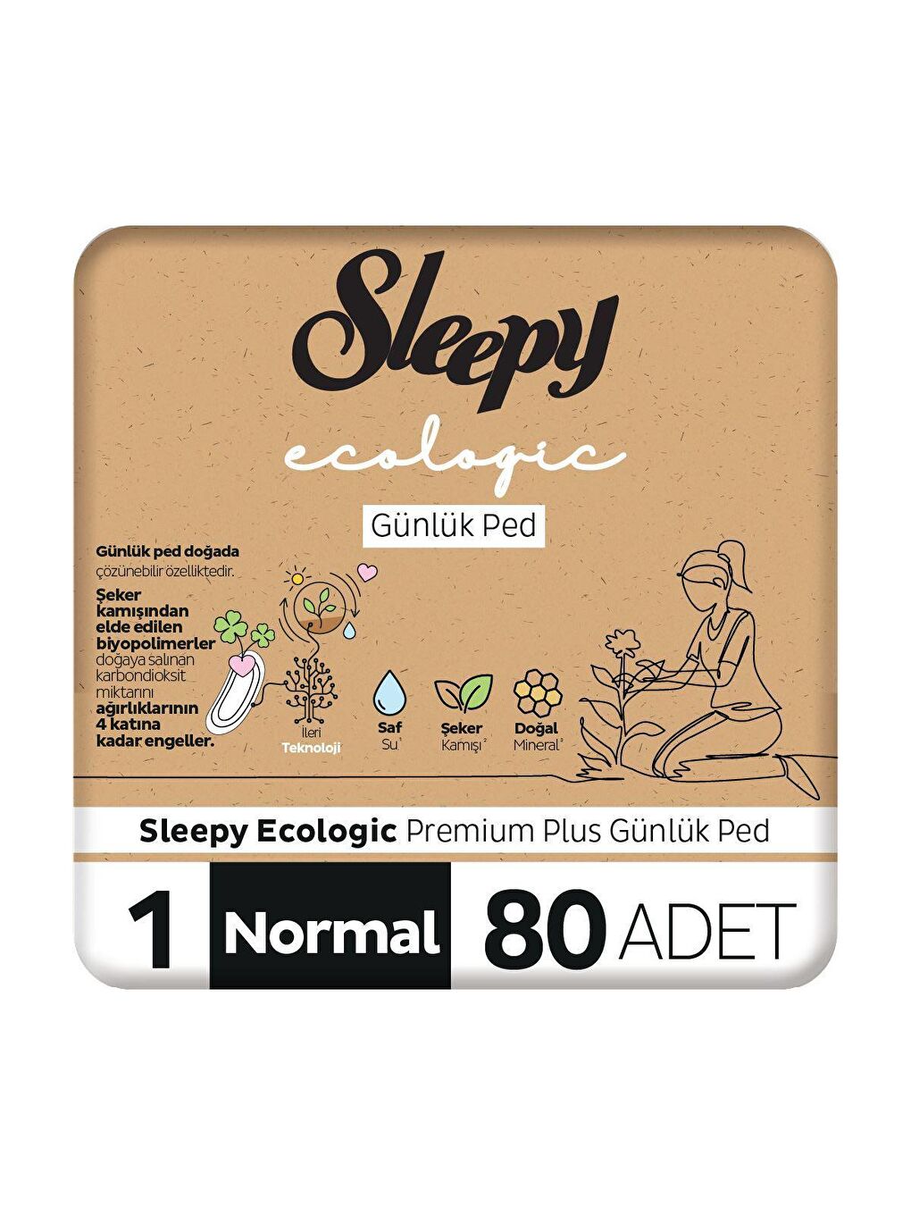 Sleepy Beyaz Tekli Paket Ecologic Premium Plus Günlük Ped Normal 80 Adet Ped