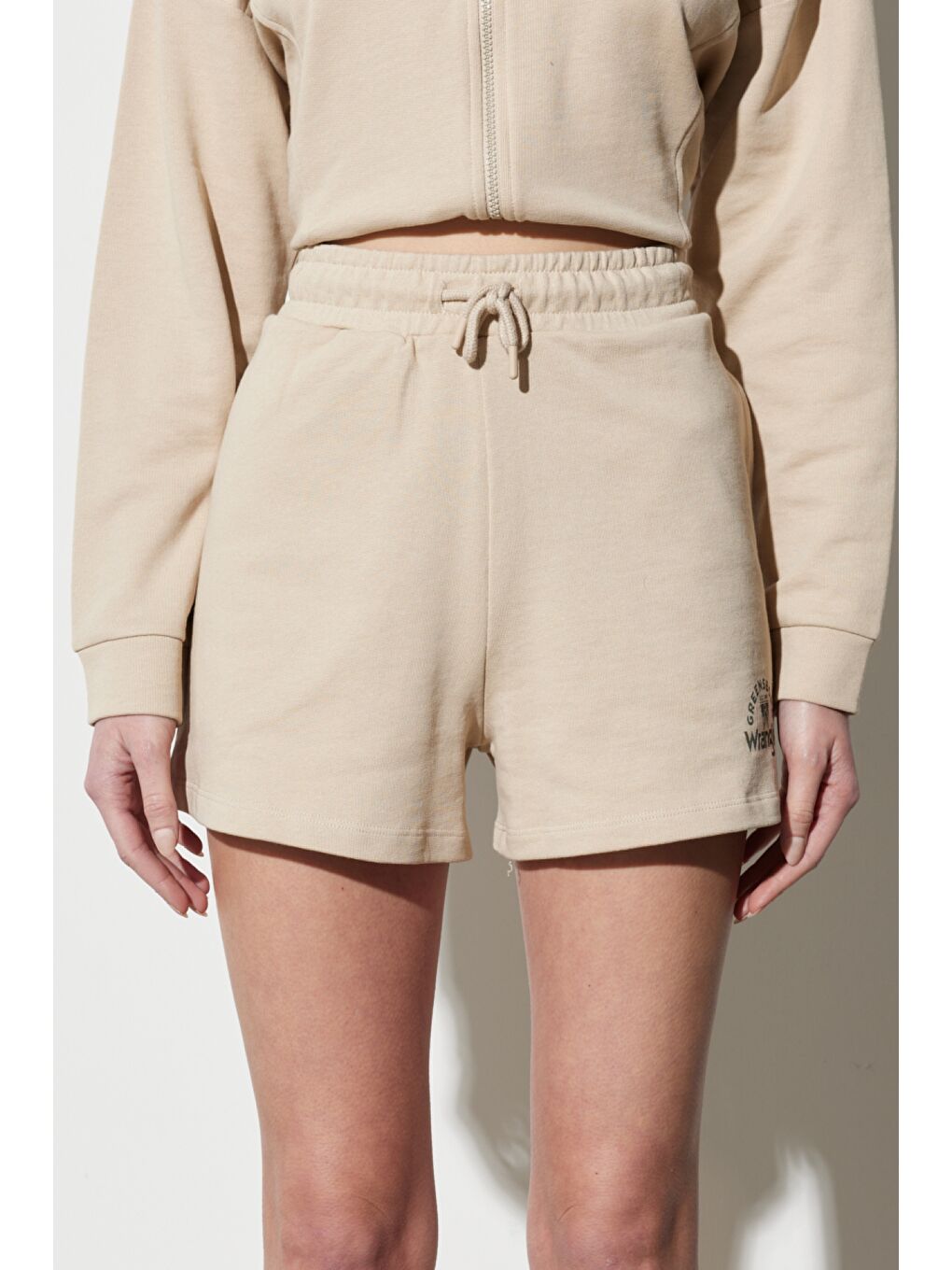 Regular Fit Normal Kesim Lastikli Bel Bej Sweat Şort-4