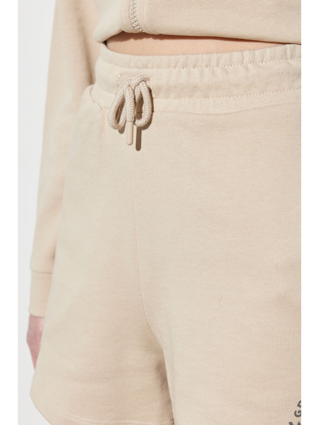 Regular Fit Normal Kesim Lastikli Bel Bej Sweat Şort-5