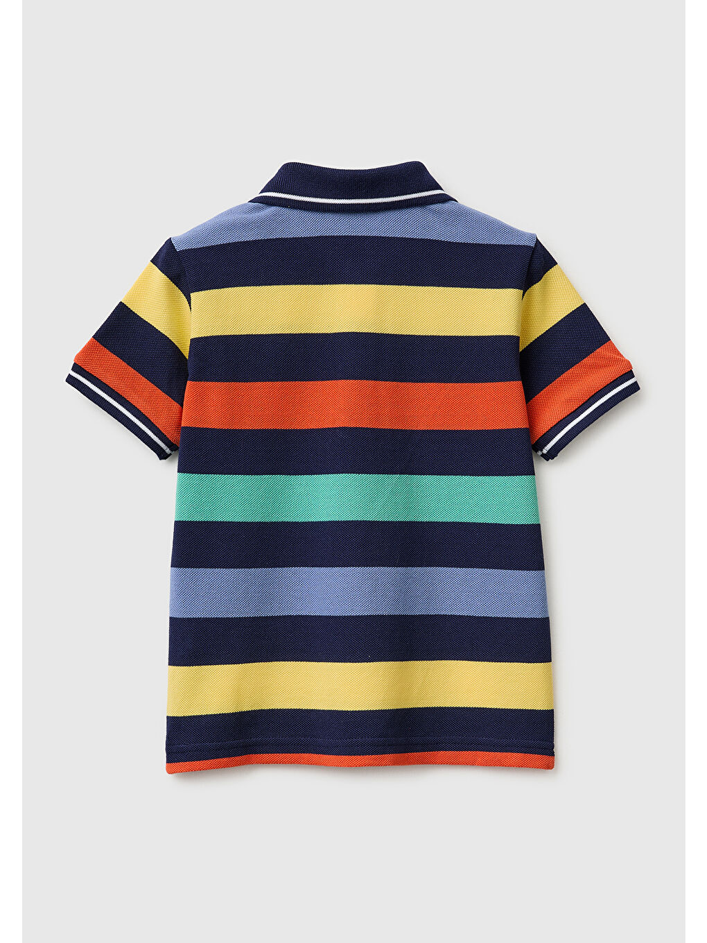 Karışık Erkek Çocuk Koyu Mix Çizgili Logo Nakışlı Polo Yaka Küçük Çocuk T-Shirt-1