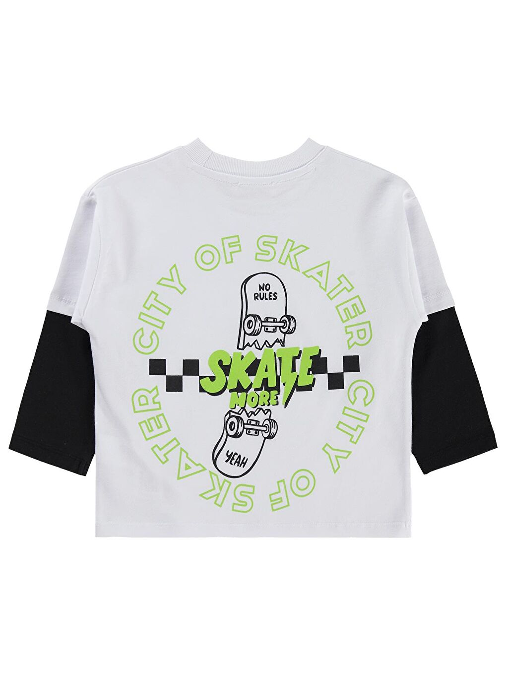 Boys Skate Kay kay Baskılı 2-5 Yaş Sweatshirt - Beyaz-1