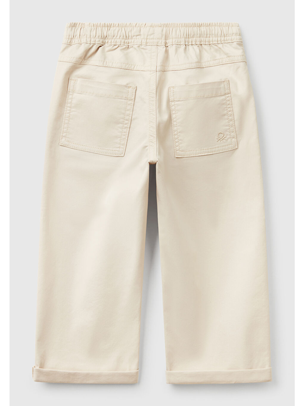 Erkek Çocuk Ekru Beli Büzgü İpli Yama Cepli Jogger Pantolon-1