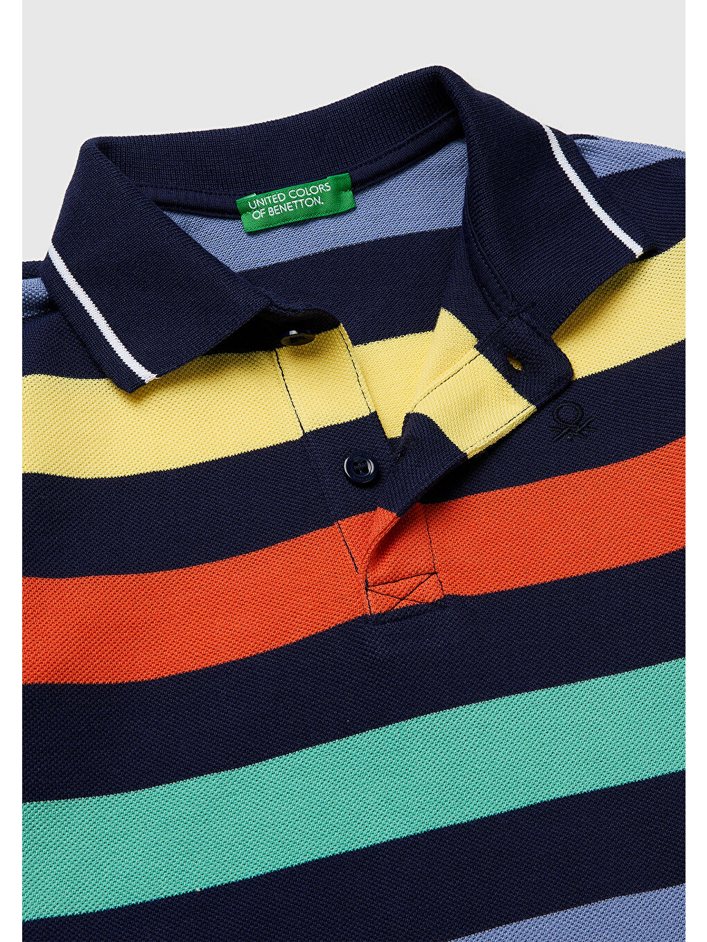 Karışık Erkek Çocuk Koyu Mix Çizgili Logo Nakışlı Polo Yaka Küçük Çocuk T-Shirt-2