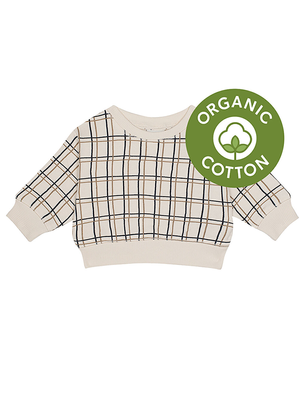 Bej Grid Sweatshirt