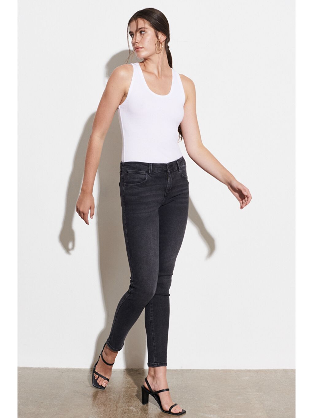 Antrasit Skinny Fit Denim Esnek Jean Jean Pantolon-1