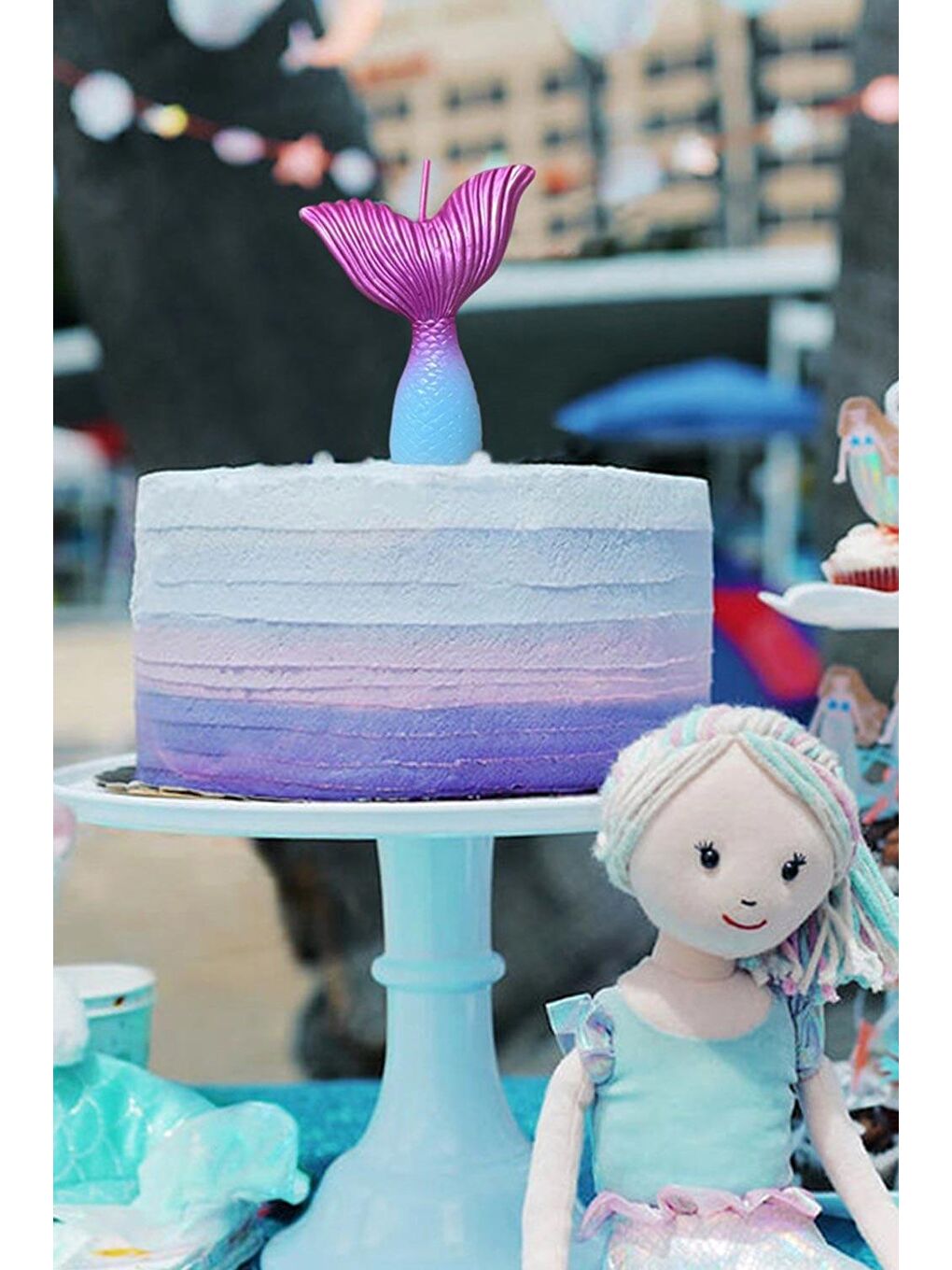 Karışık Çok Renkli Deniz Kızı Kuyruğu Mum-1