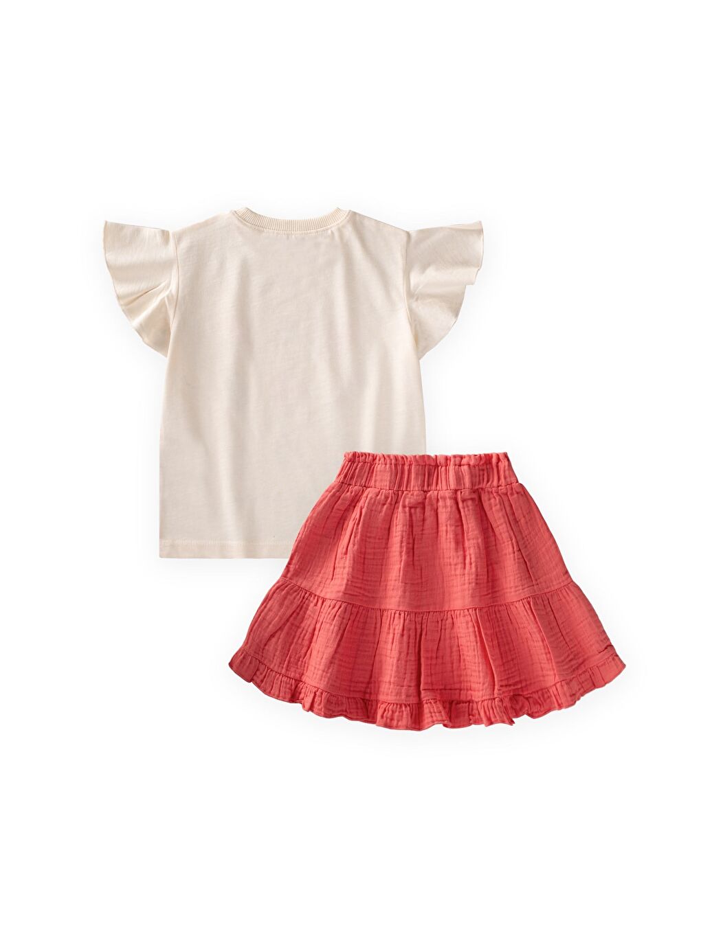 Müslin Etekli Takım 2-10 Yaş Ekru-1