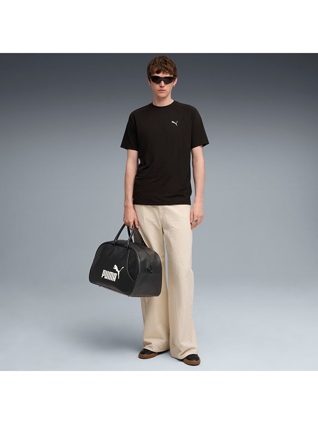 Siyah EVOSTRIPE Erkek Tişört-1