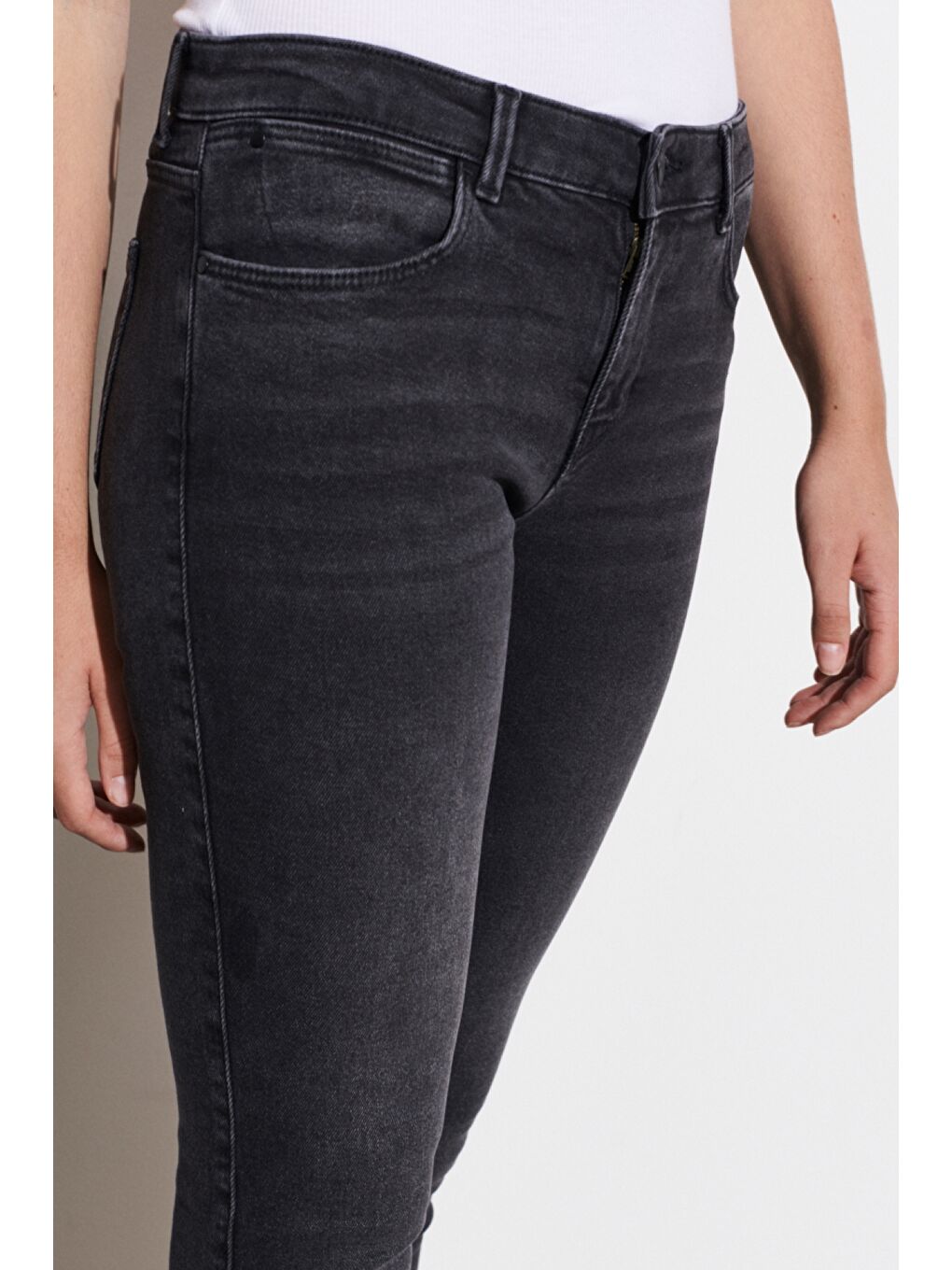 Antrasit Skinny Fit Denim Esnek Jean Jean Pantolon-3