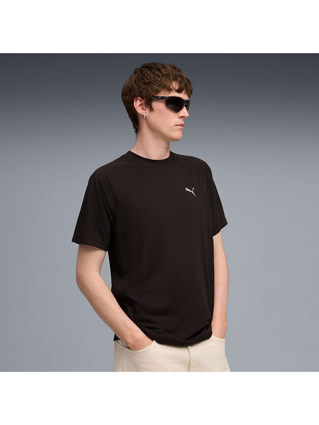 Siyah EVOSTRIPE Erkek Tişört-4