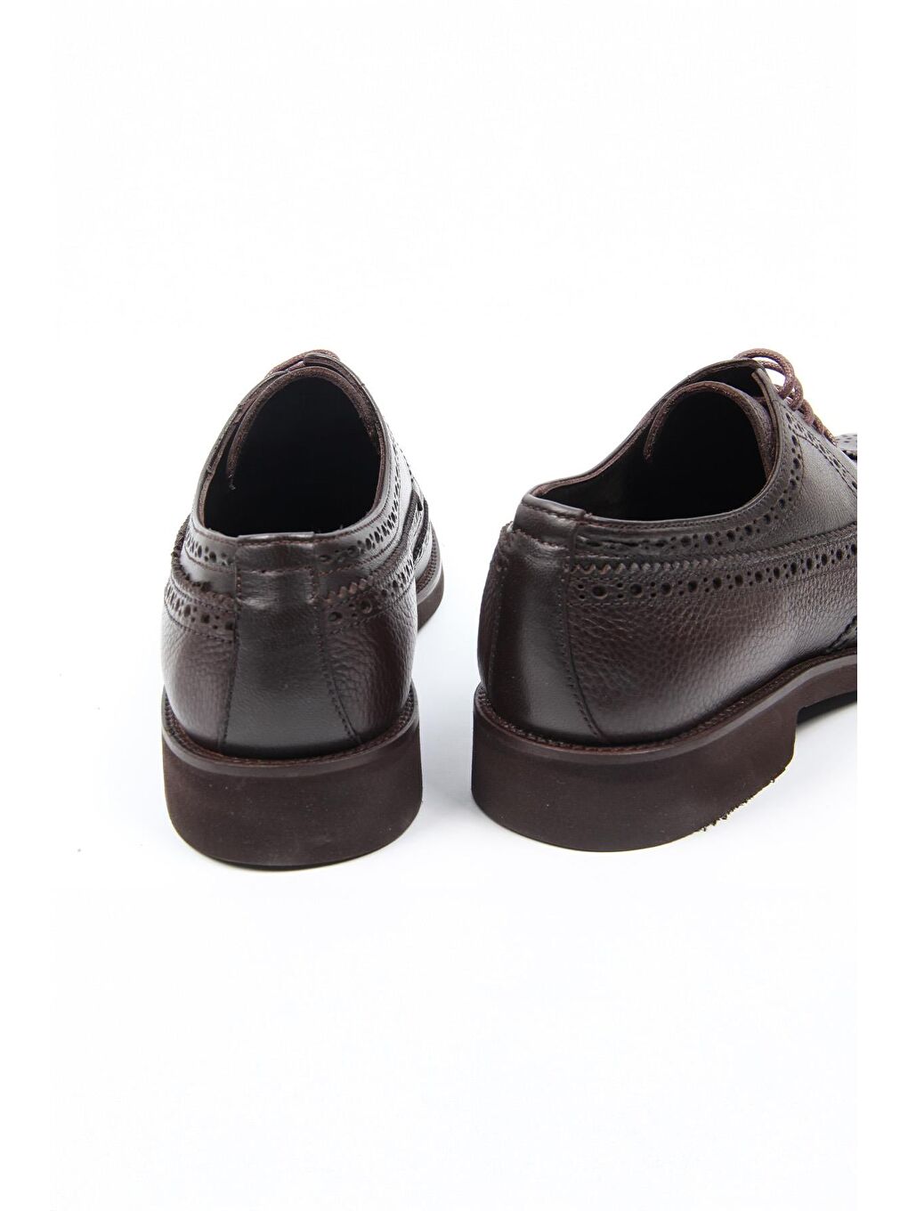 Kahverengi Kahve Deri Klasik Erkek Ayakkabı Brogue Detaylı Bağcıklı Model-3