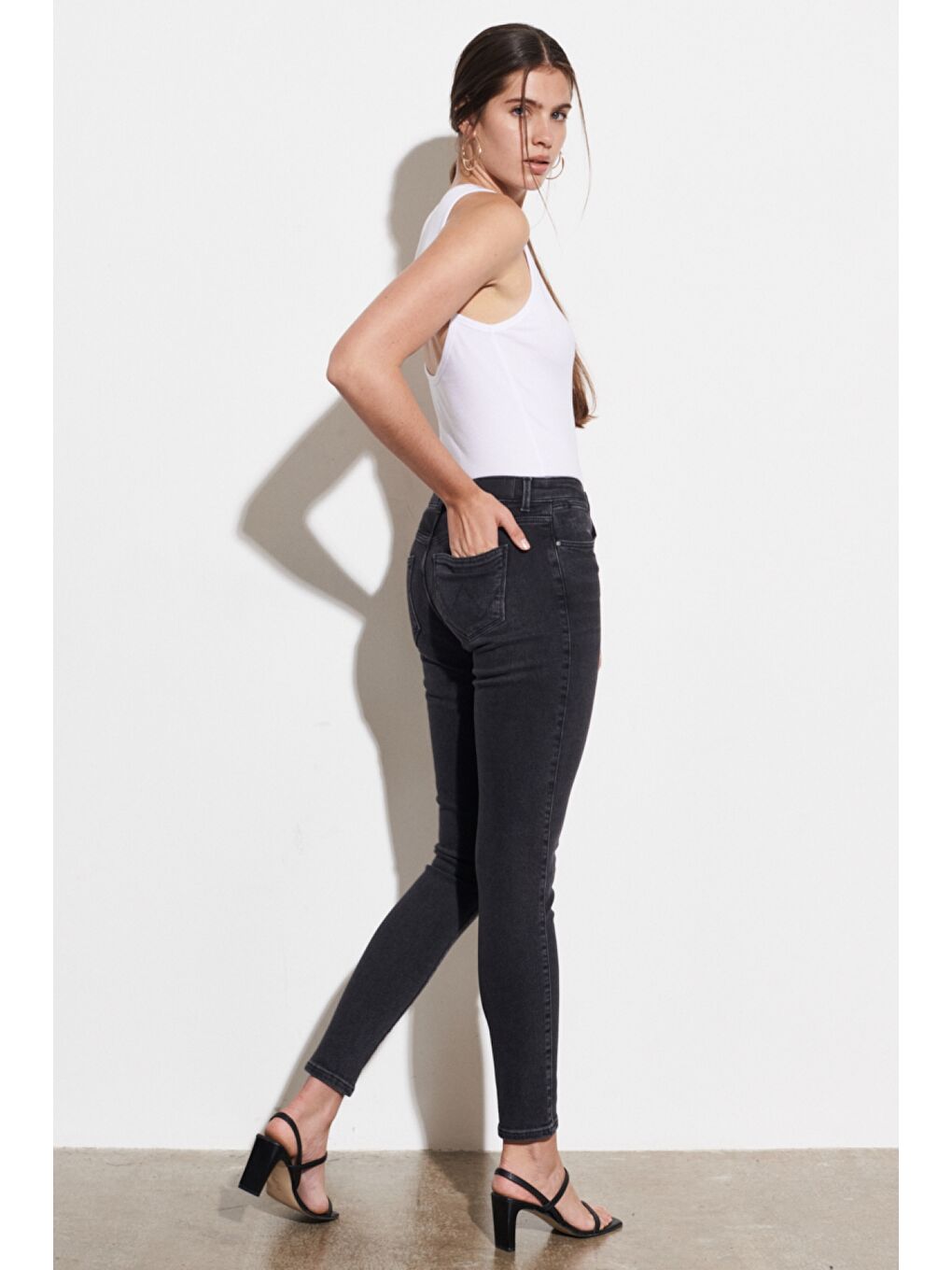 Antrasit Skinny Fit Denim Esnek Jean Jean Pantolon-5